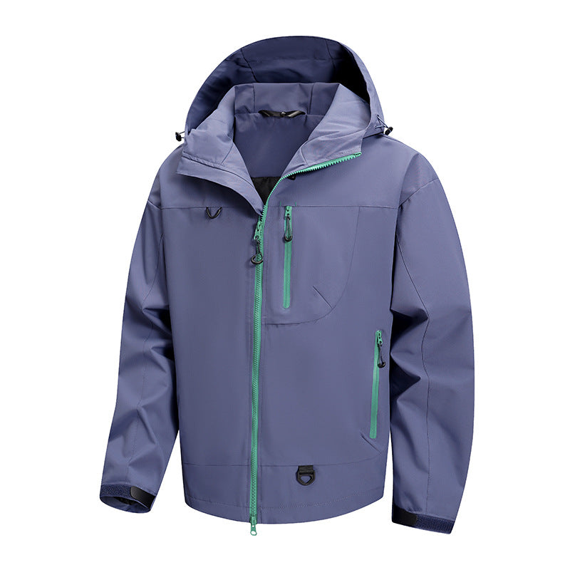 Herren technische Outdoor-Jacke mit Gewebe und verstellbarem Kapuzensystem Heidi-Mode