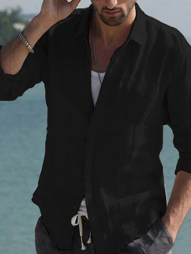 Herren lässige Leinenhemd Heidi-Mode