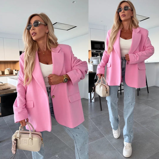 Damen oversized Blazerjacke mit modernem Schnitt und nachhaltigen Materialien Heidi-Mode