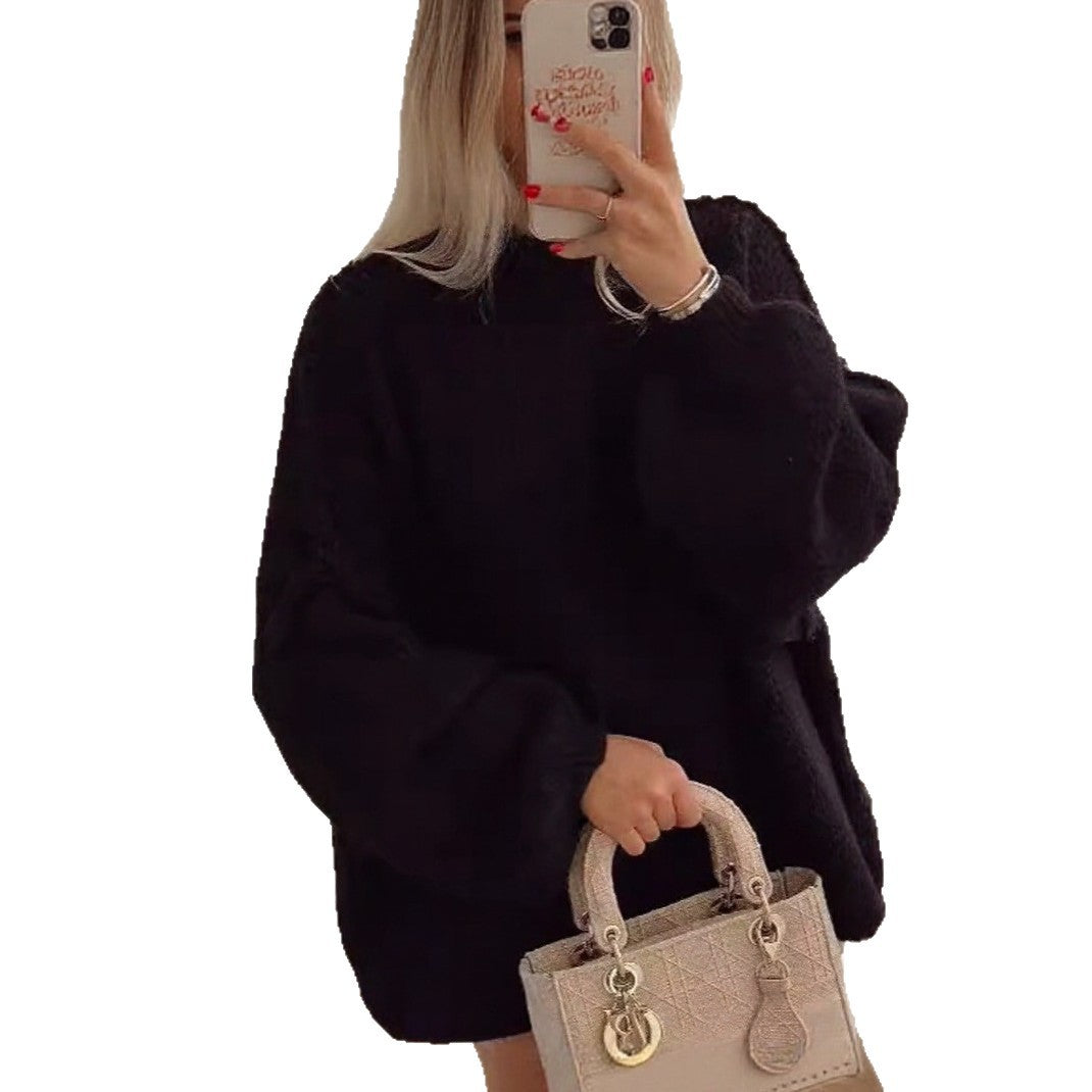 Damen kuscheliger Oversize-Pullover mit weiten Ärmeln und strukturiertem Strick Heidi-Mode