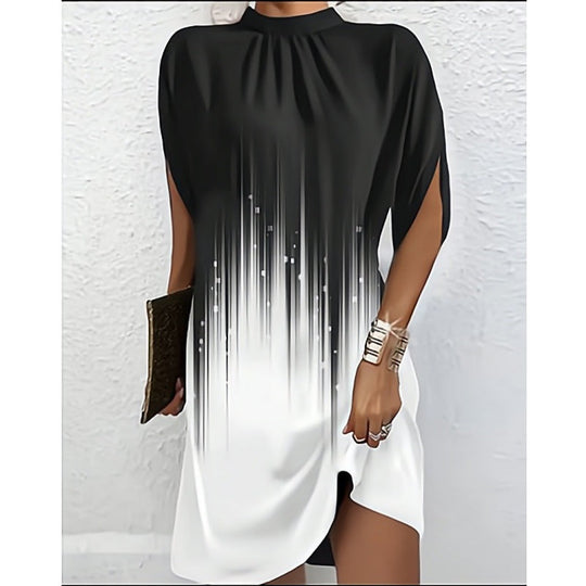 Heidi-Mode | Chic Fashion Lockere Fledermausärmel Rundhals Kleid