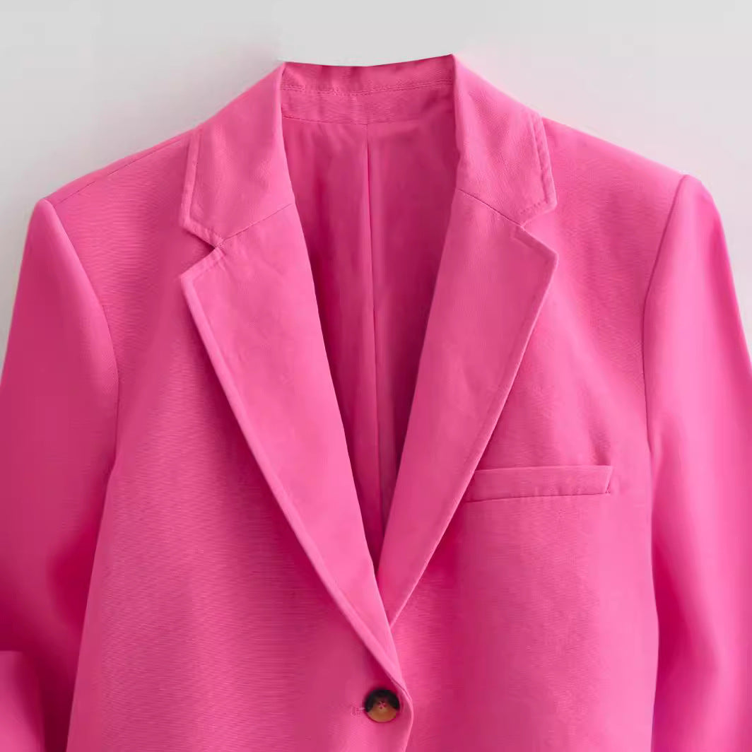 Damen cropped Blazerjacke mit elegantem Revers und praktischen Taschen Heidi-Mode