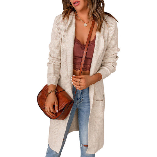 Damen Strickmantel mit offenen Vorderteilen und Taschen Heidi-Mode