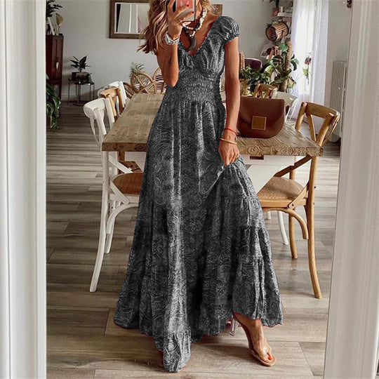Damen Maxikleid mit Boho-Design und schwingendem Abschluss Heidi-Mode