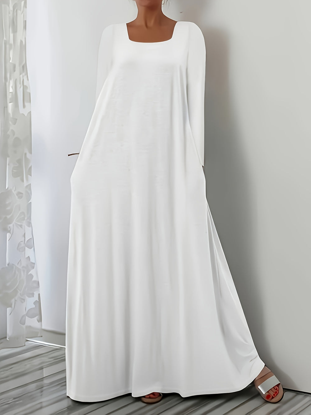 Damen Weit geschnittenes Maxikleid mit praktischen Taschen Heidi-Mode