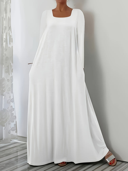 Damen Weit geschnittenes Maxikleid mit praktischen Taschen Heidi-Mode