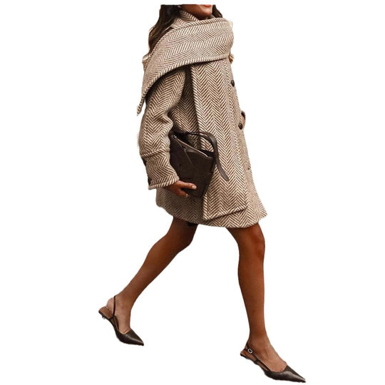 Damen modischer Wickelmantel im strukturierten Design Heidi-Mode