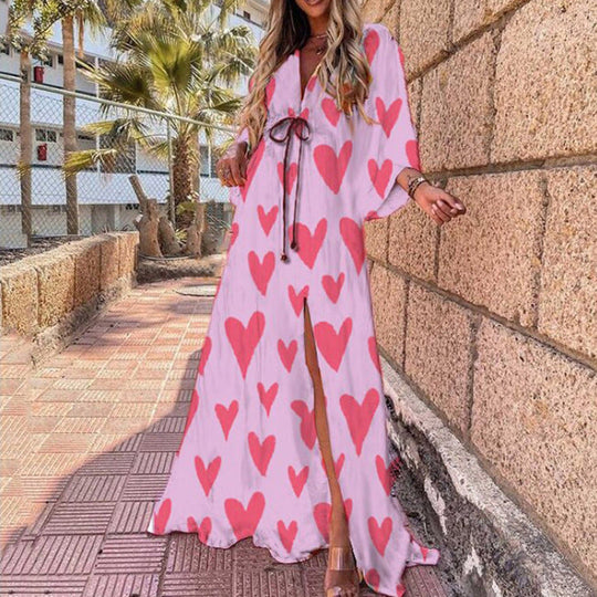 Heidi-Mode | Bodenlanger Lebhaft Bunter Duster Kleid