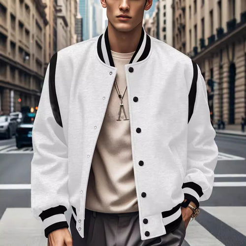 Herren Sportliche Bomberjacke mit kontrastierenden Ärmeln und hochqualitativen Knöpfen Heidi-Mode