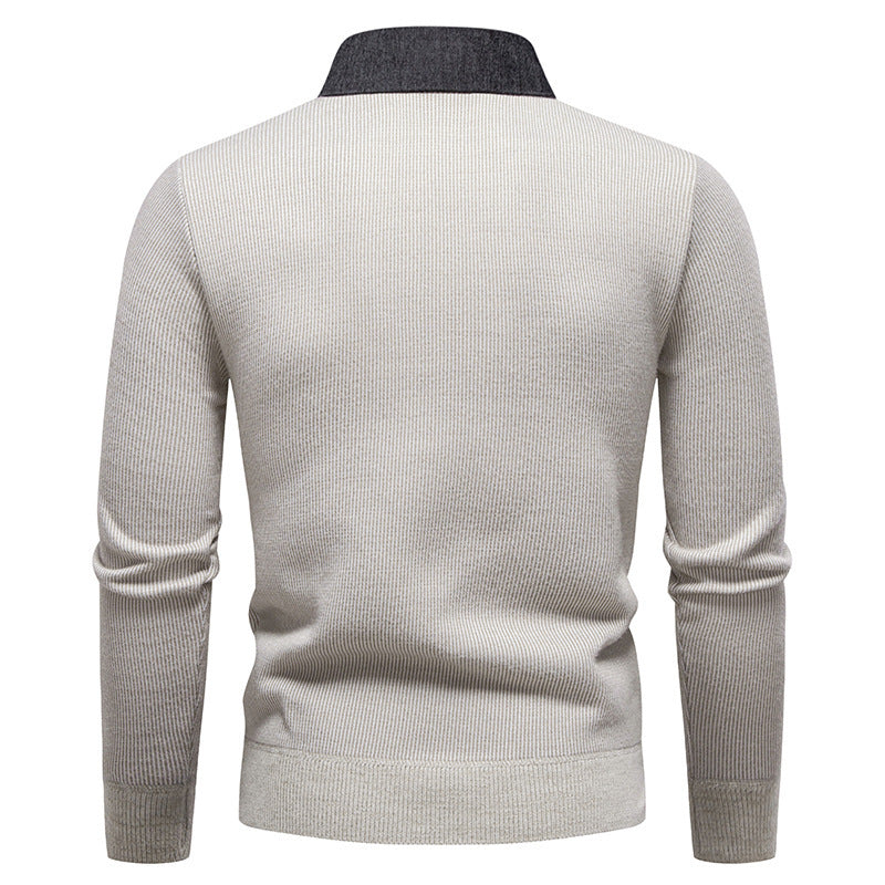 Herren Feinstrickpullover mit modernem Kragen-Design Heidi-Mode
