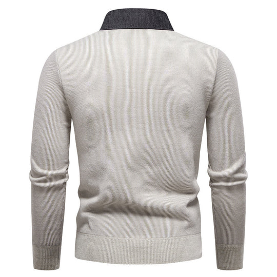 Herren Feinstrickpullover mit modernem Kragen-Design Heidi-Mode