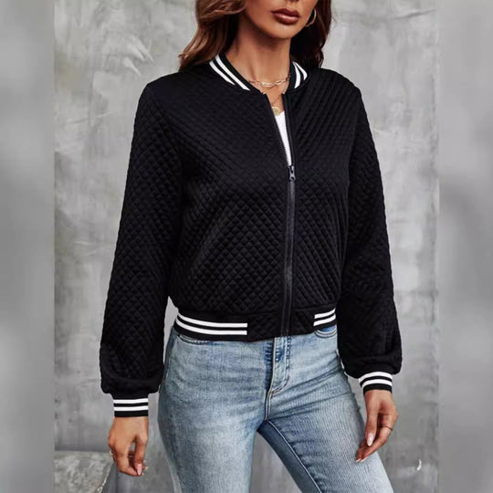 Damen leichte Steppjacke mit Sportstreifen Heidi-Mode