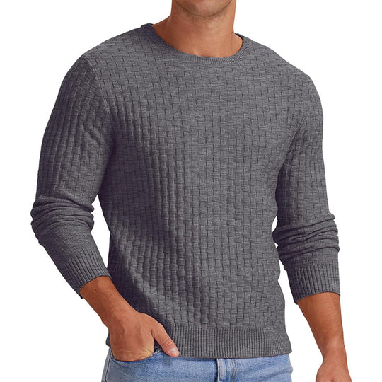 Herren strukturiertes Sweatshirt mit Rundhalsausschnitt und langem Arm Heidi-Mode