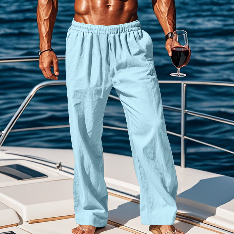 Herren Sommerliche Freizeithose mit weichem, atmungsaktivem Baumwollmaterial und elastischem Bund Heidi-Mode