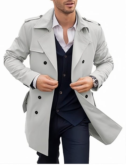Herren leichter Trenchcoat mit modernem Design und stylischem Stehkragen Heidi-Mode