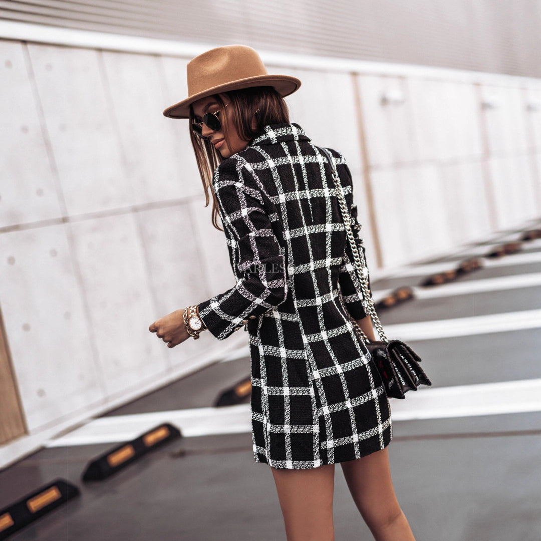 Damen gestreifter Blazer mit schmalem Schnitt und Schulterpolstern Heidi-Mode