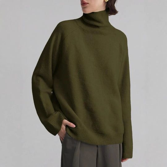 Damen Modischer Rollkragenpullover mit Oversized-Schnitt und feiner Struktur Heidi-Mode