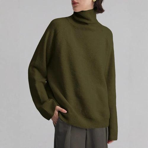 Damen Modischer Rollkragenpullover mit Oversized-Schnitt und feiner Struktur Heidi-Mode