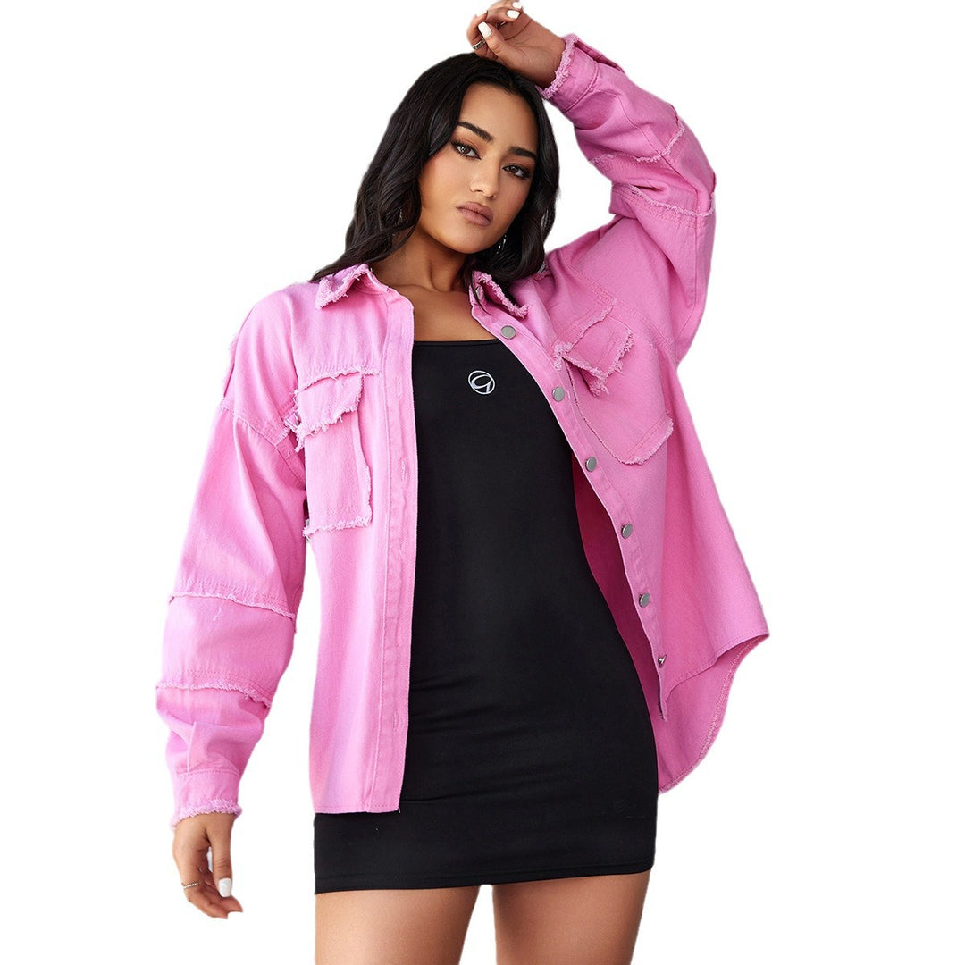 Damen Denim Bluse mit lässigem Schnitt und dekorativen Fransen Heidi-Mode