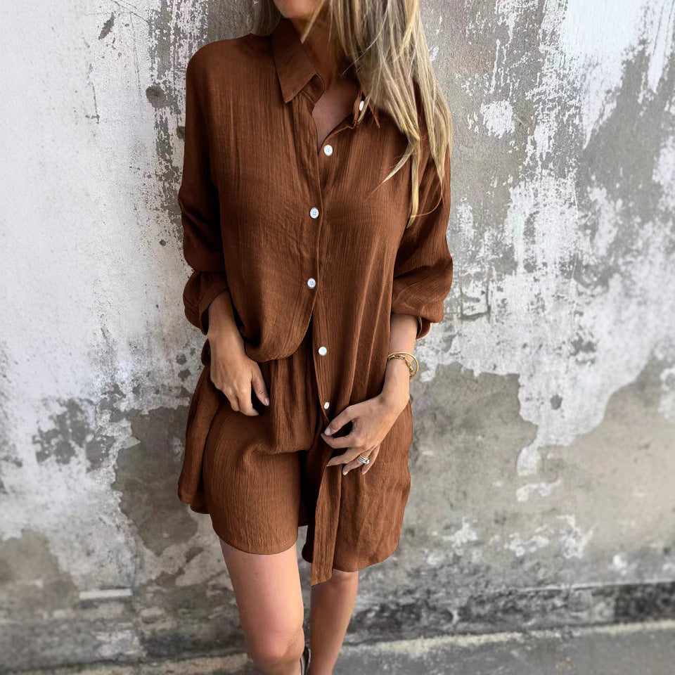 Damen lange Bluse mit durchgehender Knopfleiste und lässigem Schnitt Heidi-Mode