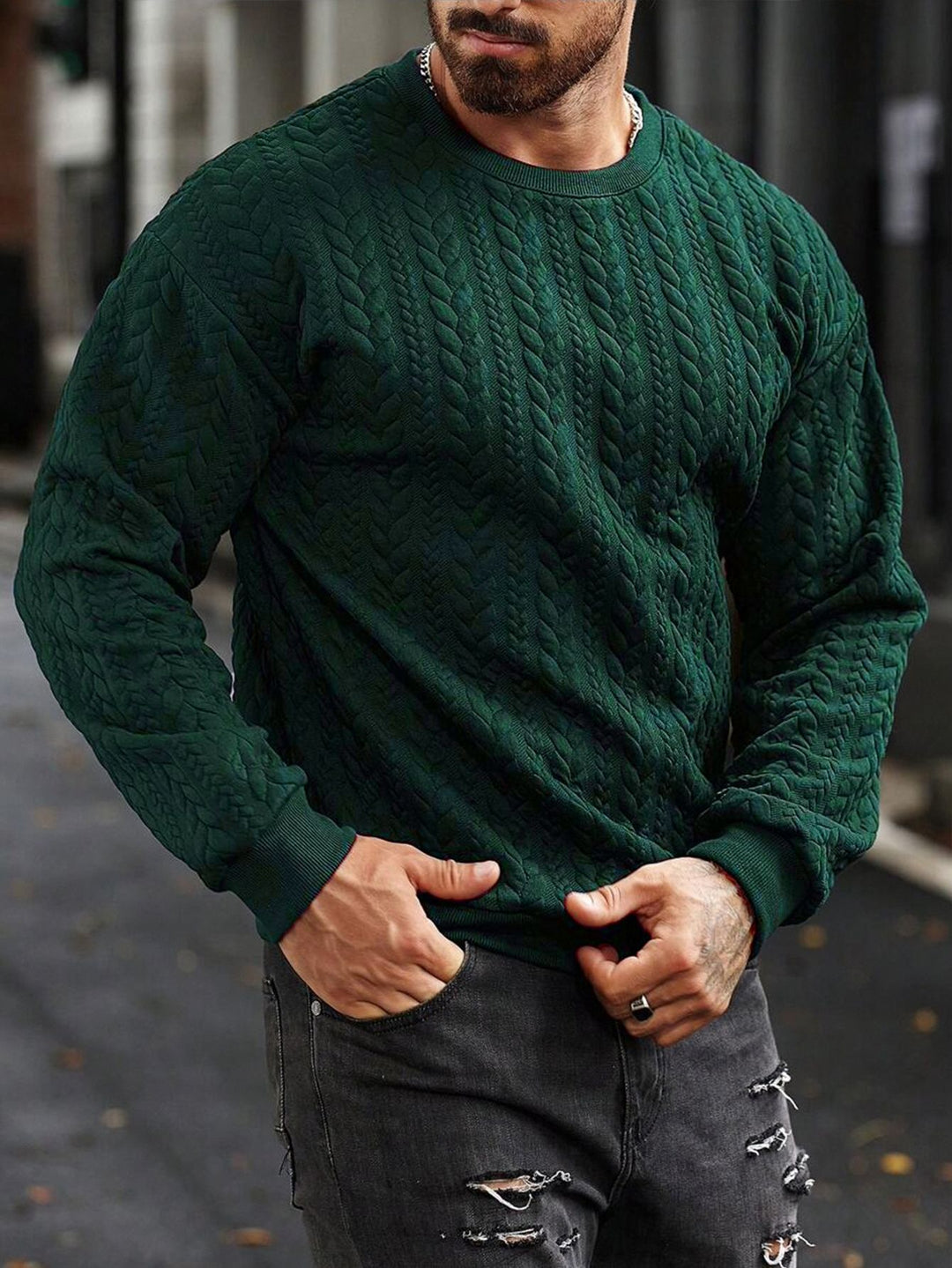 Herren Strickpullover mit strukturiertem Muster Heidi-Mode