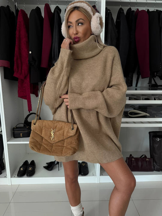 Damen Oversized Rollkragenpullover aus hochwertigem Strick Heidi-Mode