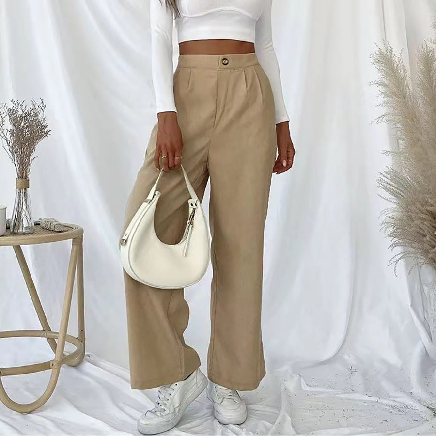 Damen Weite Hochbundhose mit Falten Heidi-Mode