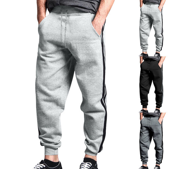 Herren sportliche Jogginghose mit seitlichen Kontraststreifen und elastischem Bund Heidi-Mode