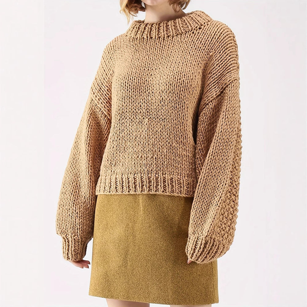 Damen Grobstrickpullover mit weitem Schnitt und Oversized-Ärmeln Heidi-Mode