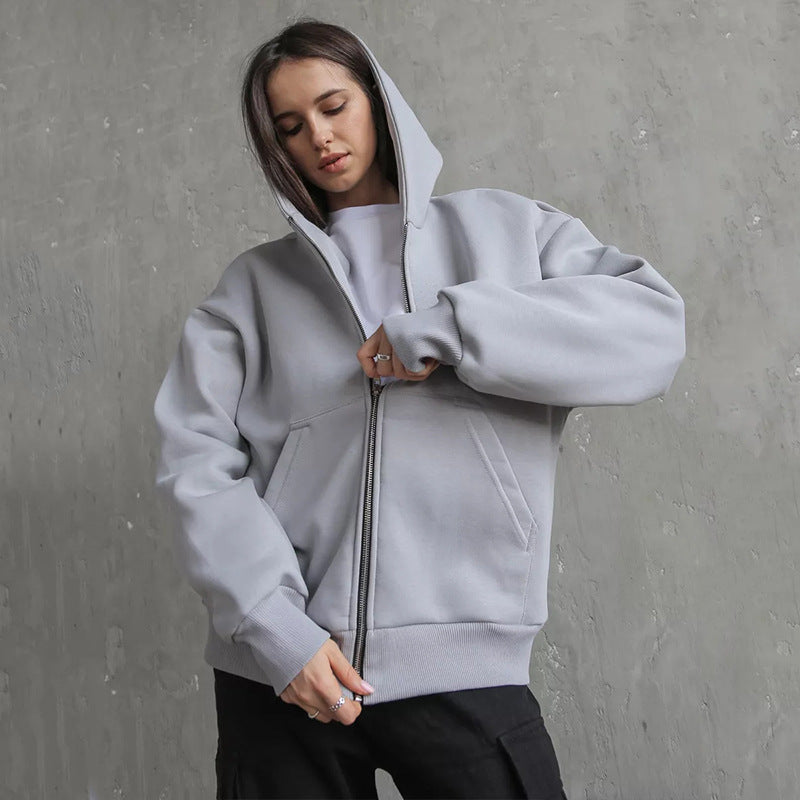Damen lässiger Kapuzensweat mit übergroßem Schnitt und praktischem Reißverschluss Heidi-Mode