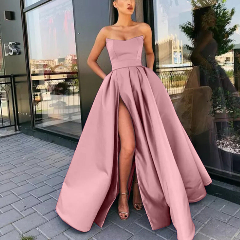 Damen Elegantes Abendkleid mit schwingendem Saum und sexy Schlitz Heidi-Mode