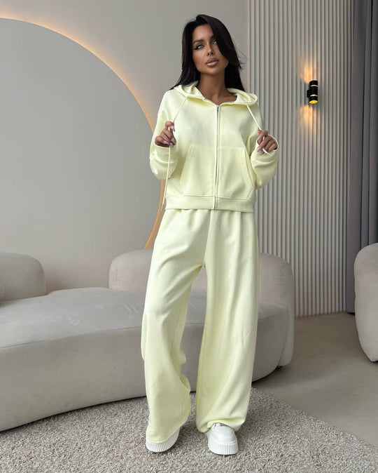 Damen Lässiges Sport-Set mit modischer Kapuze und weitem Schnitt Heidi-Mode