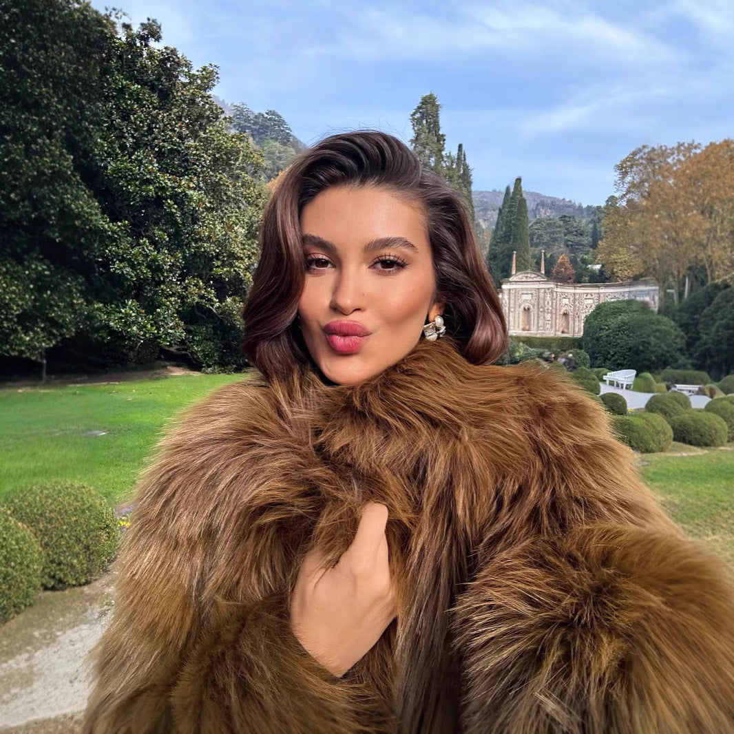 Damen Luxuriöse Felljacke mit voluminösen Ärmeln und weich gefüttert Heidi-Mode