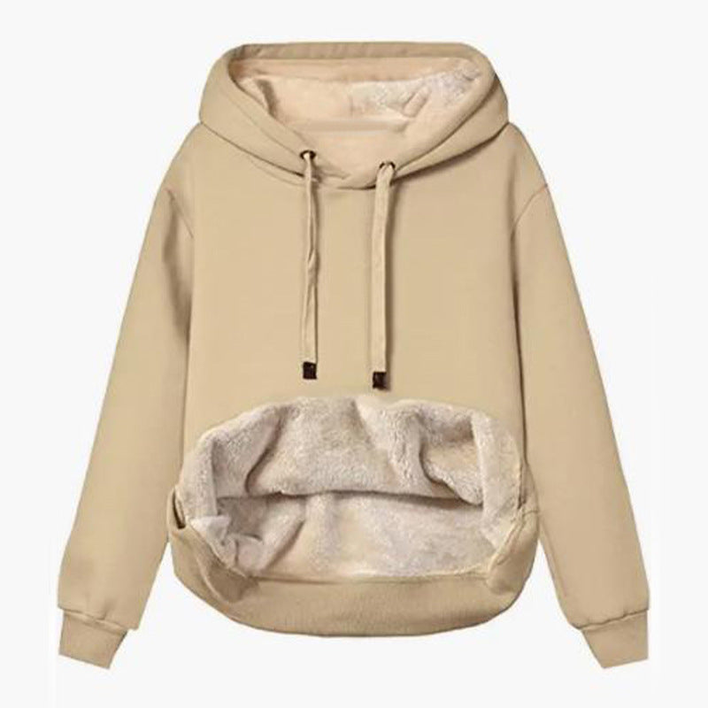 Damen Kuscheliger Kapuzenpullover mit Fleece-Futter Heidi-Mode