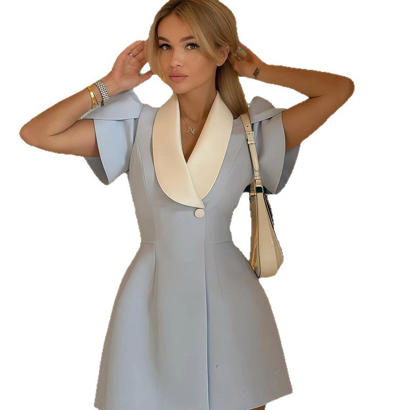 Damen Elegantes Wickelkleid mit modernen Puffärmeln und schickem Reverskragen Heidi-Mode