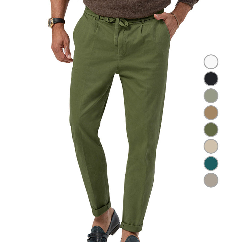 Herren entspannte Chinohose mit verstellbarem Kordelzug und seitlichen Taschen Heidi-Mode