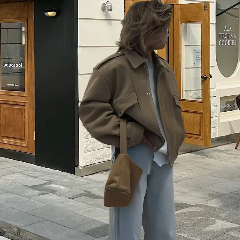 Damen Oversize Jacke mit funktionalen Taschen und weichem Futter Heidi-Mode