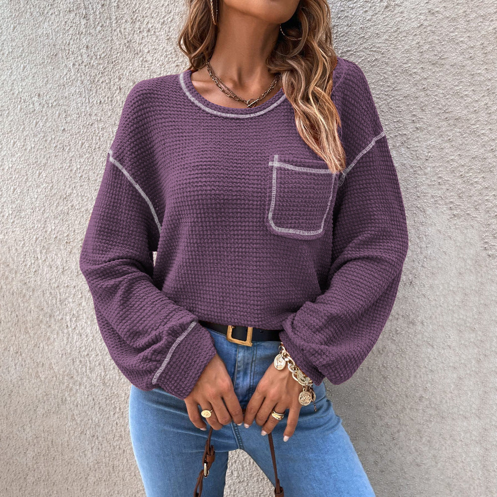 Damen lässiger Pullover mit modischen Puffärmeln Heidi-Mode