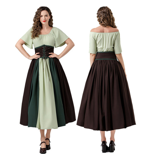 Damen Elegantes Maxikleid mit taillierter Schnürung und luftigen Ärmeln Heidi