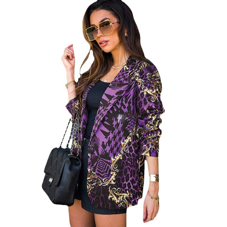 Damen modischer Blazer mit extravaganten Print-Designs und stilvollen Details Heidi-Mode
