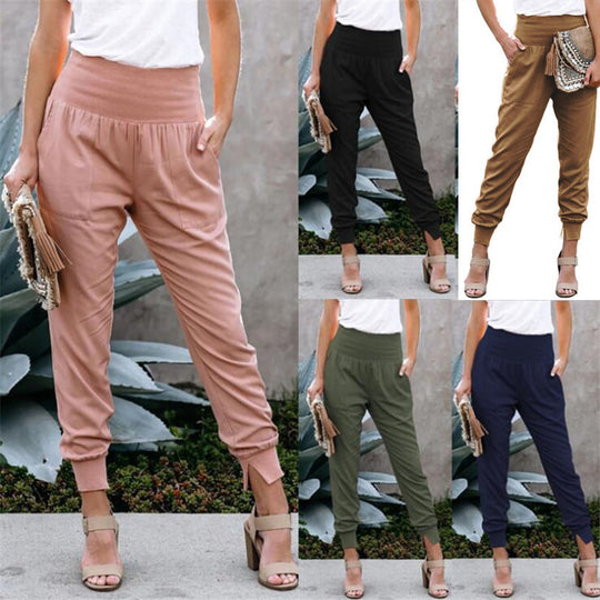 Damen bequem geschnittene Jogger-Hose mit seitlichen Taschen und Gummizug Heidi-Mode