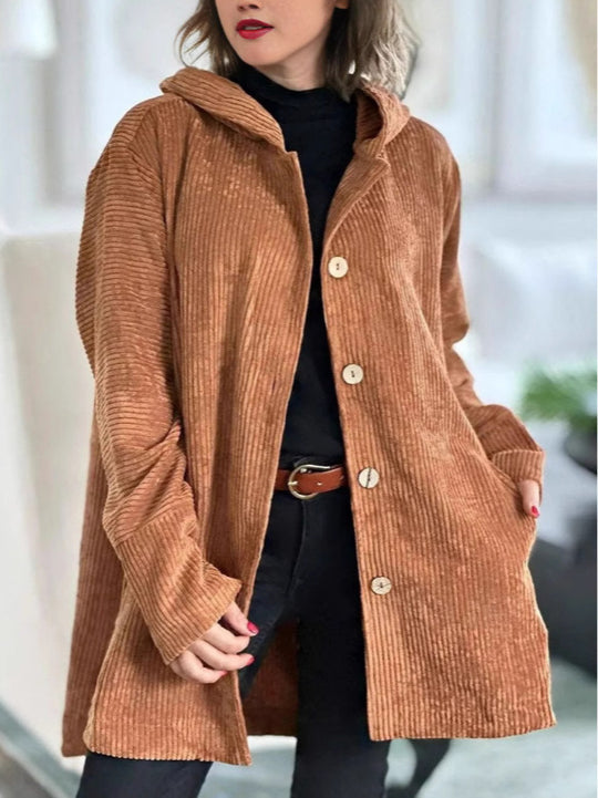 Damen Strickjacke mit Kapuze und gemütlicher Schnittführung Heidi-Mode