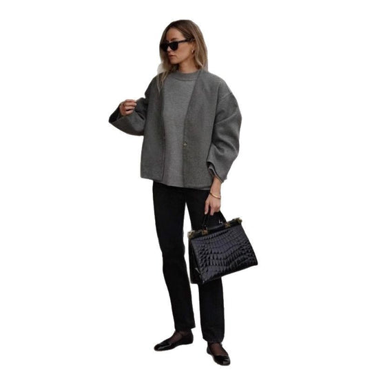 Damen modische Wolljacke im Boxy-Schnitt Heidi-Mode