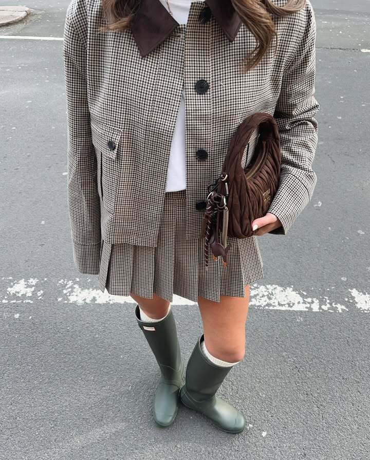 Damen Karierter Blazer mit passendem Rock Heidi-Mode