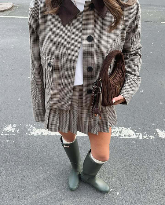 Damen Karierter Blazer mit passendem Rock Heidi-Mode