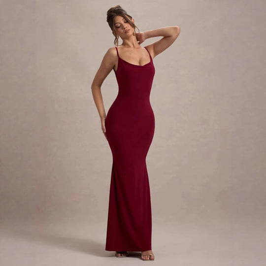 Damen Elegantes Maxikleid mit tiefem Rückenausschnitt und Spitzenakzenten Heidi-Mode