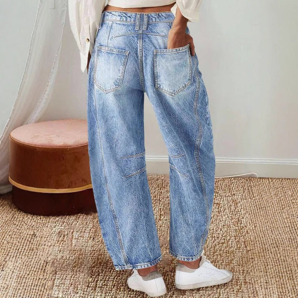 Damen Weite Jeans im lässigen Vintage-Stil mit hochwertigen Details Heidi-Mode