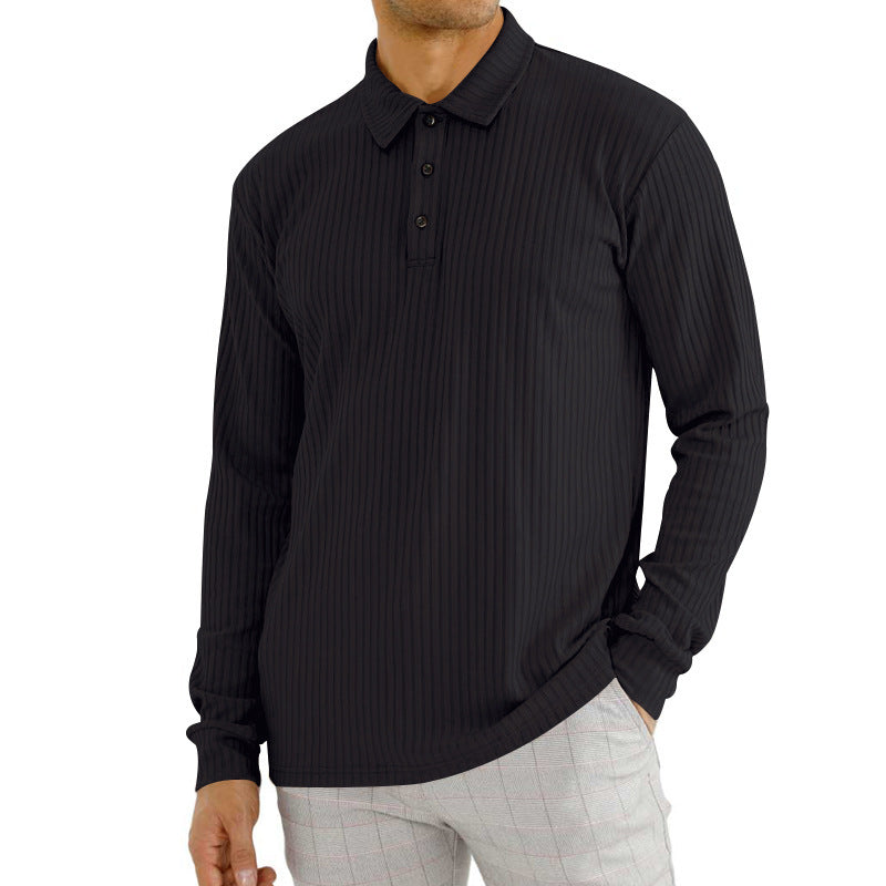 Herren Langarm Poloshirt mit strukturierter Oberfläche und modischem Kragen Heidi-Mode