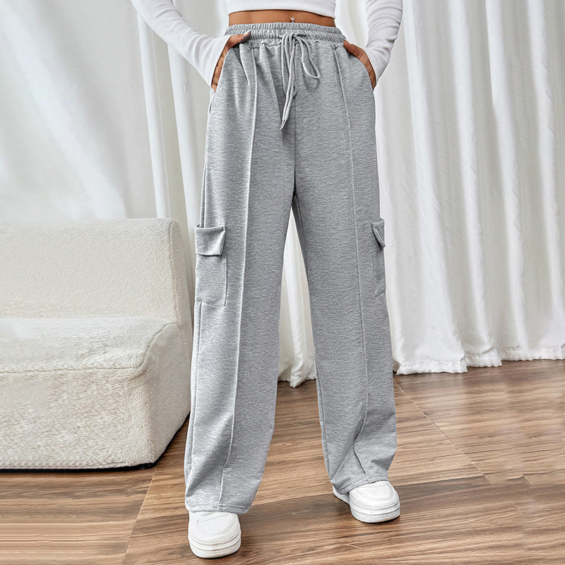 Damen Bequeme Cargo-Hose mit elastischem Bund und seitlichen Taschen Heidi-Mode