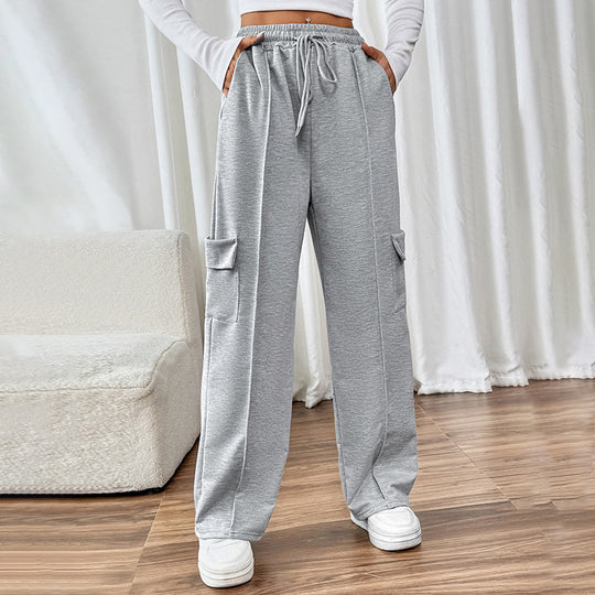 Damen Bequeme Cargo-Hose mit elastischem Bund und seitlichen Taschen Heidi-Mode